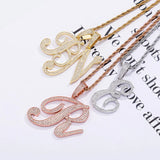 Hip Hop A-Z Cursive Initial Pendant for Men Women
