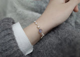 925 Silver Pearl Star Moon CZ Bracelet Women Jewelry Gift