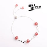 925 Silver Raspberry Crystal Bracelet Forest Flower Grass