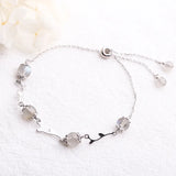 925 Silver Raspberry Crystal Bracelet Forest Flower Grass