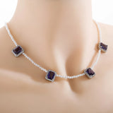 3mm Pearl Necklace Ladies Necklace With Gems High Personality Women Jewelry