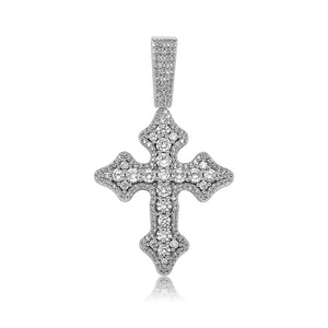 Big Zircon Cross Pendant Charm Iced Out Necklace with 4mm Tennis Chain