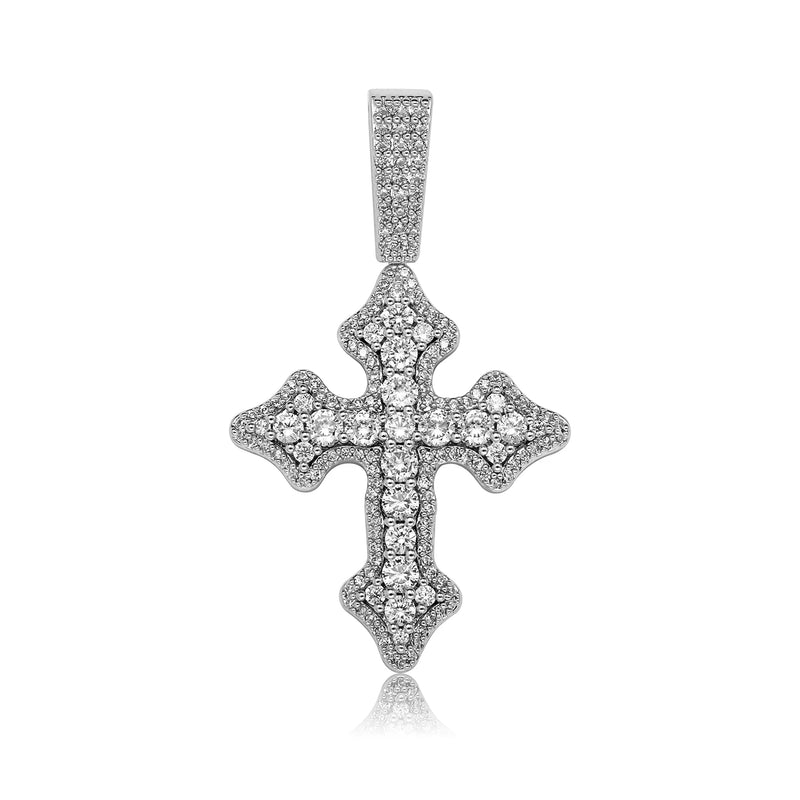 Big Zircon Cross Pendant Charm Iced Out Necklace with 4mm Tennis Chain