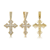 Big Zircon Cross Pendant Charm Iced Out Necklace with 4mm Tennis Chain