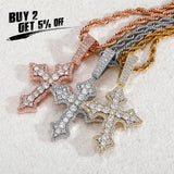 Big Zircon Cross Pendant Charm Iced Out Necklace with 4mm Tennis Chain