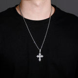 Big Zircon Cross Pendant Charm Iced Out Necklace with 4mm Tennis Chain