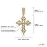 Big Zircon Cross Pendant Charm Iced Out Necklace with 4mm Tennis Chain