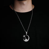 Prong Setting AAA+CZ Stones Moon star small house Pendant