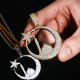 Prong Setting AAA+CZ Stones Moon star small house Pendant