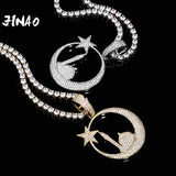 Prong Setting AAA+CZ Stones Moon star small house Pendant