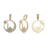 Prong Setting AAA+CZ Stones Moon star small house Pendant