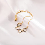 Zircon Heart Bracelet Prong Setting 3A with Connected Hearts