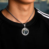 Rectangular Zircon Style Photo Pendant Necklace