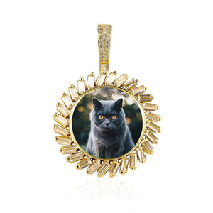 Rectangular Zircon Style Photo Pendant Necklace
