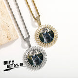 Rectangular Zircon Style Photo Pendant Necklace