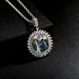 Rectangular Zircon Style Photo Pendant Necklace
