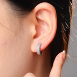 Gold/Silver Plated Double Row CZ Stone Stud Earrings