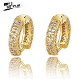 Gold/Silver Plated Double Row CZ Stone Stud Earrings