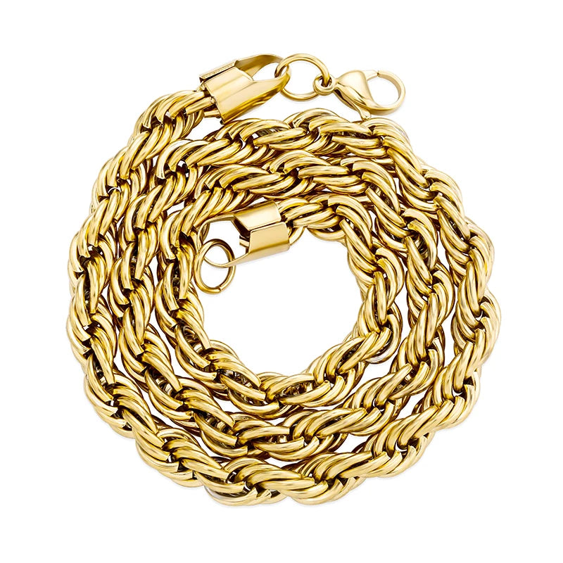 HIP HOP High 8mm Rope Chain Necklace Men and Women Jewelry
