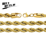 HIP HOP High 8mm Rope Chain Necklace Men and Women Jewelry