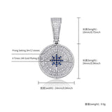Hip Hop Compass Pendant Iced Out CZ Pendant With Tennis Chain