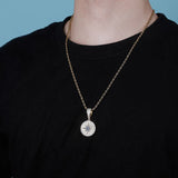 Hip Hop Compass Pendant Iced Out CZ Pendant With Tennis Chain