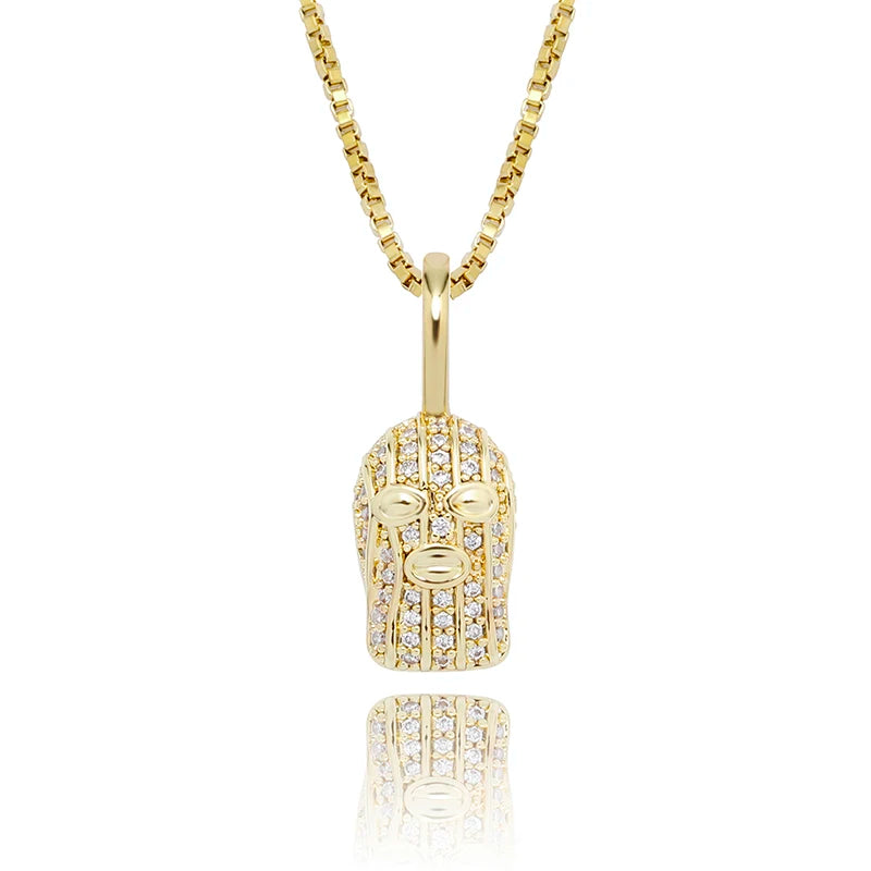 925 Silver Mask Pendant Zircon Hip-hop Jewelry Gift