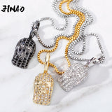 925 Silver Mask Pendant Zircon Hip-hop Jewelry Gift