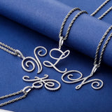 Cursive Letters A-Z Pendant Necklace Hip Hop Cubic Zircon Charm Jewelry