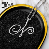 Cursive Letters A-Z Pendant Necklace Hip Hop Cubic Zircon Charm Jewelry
