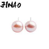 Freshwater Pearl Earrings 925 Silver Flat Round Beads Jewelry Gift