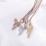 JINAO Hip Hop Jewelry Pistol Pendant Ice Out Zircon Necklace