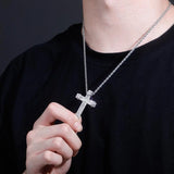 High Cross Pendant Necklace 3-Color Iced Out CZ Paved Hip Hop Charming Jewelry