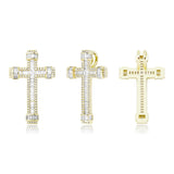High Cross Pendant Necklace 3-Color Iced Out CZ Paved Hip Hop Charming Jewelry