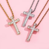 High Cross Pendant Necklace 3-Color Iced Out CZ Paved Hip Hop Charming Jewelry