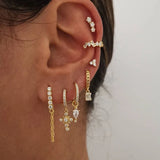Copper Stud Hoop Earrings Chain Circle 20022 Women Jewelry