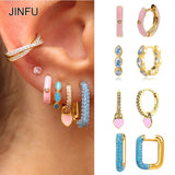 CZ Zircon Dangle Hoop Earrings Set Jewelry