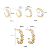 CZ Zircon Hoop Clip Earrings Set