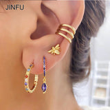 CZ Zircon Hoop Bee Stud Earrings Women's Jewelry