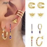 CZ Zircon Hoop Bee Stud Earrings Women's Jewelry