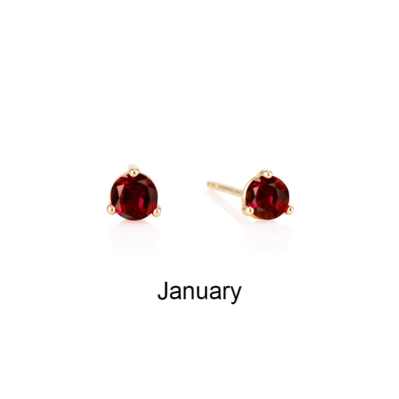 CZ Zircon Birthstone Stud Earrings