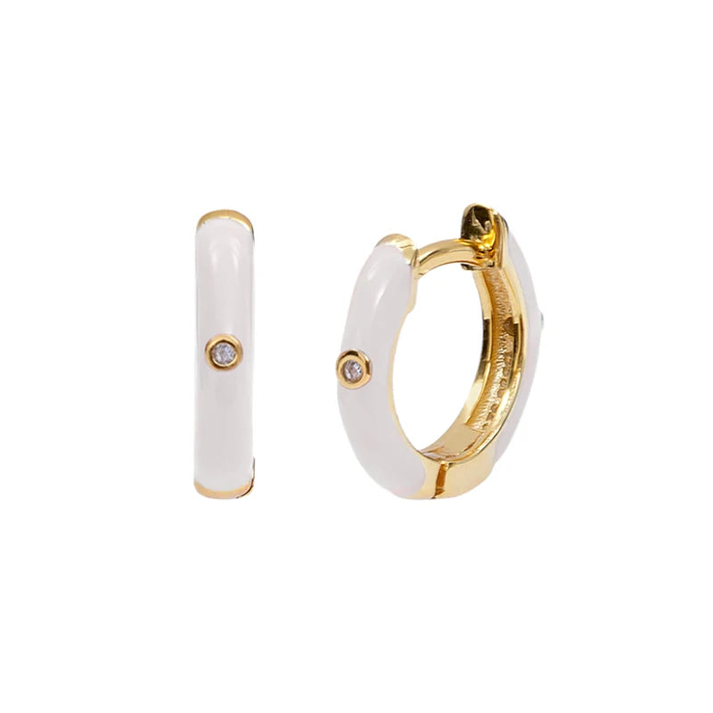Multicolor Zircon Dangle Earrings Plated Oil Hoop Smile Heart