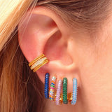 Multicolor Zircon Dangle Earrings Plated Oil Hoop Smile Heart