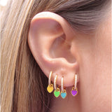 Multicolor Zircon Dangle Earrings Plated Oil Hoop Smile Heart