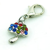 12Pcs/Lot Mushroom Rhinestone Charms Dangle Lobster Clasp DIY Jewelry Making
