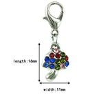 12Pcs/Lot Mushroom Rhinestone Charms Dangle Lobster Clasp DIY Jewelry Making