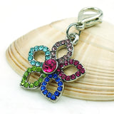 12PCS Flower Petals Lobster Clasp Charms Rhinestone Pendant DIY Jewelry Making
