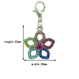 12PCS Flower Petals Lobster Clasp Charms Rhinestone Pendant DIY Jewelry Making