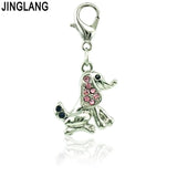 12Pcs/Lot Lobster Clasp Charms Mix Dangle Pink Rhinestone Animal Pendants