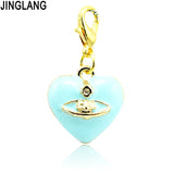 Enamel Heart Pendants Lobster Clasp Charm for Women Necklaces